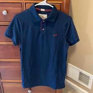 Hollister stretch men’s polo, navy and maroon, size XS, 98 % cotton, 2% elastane